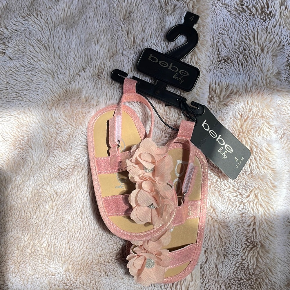 Bebe Baby Pink Flower Sandal Size 4 ( 9-12M)